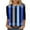 Blue, variant on DeHolifer Women's Tops Plus Size Strip Printed Crewneck 3/4 Sleeve Lightweight Casual Summer Trendy Tee Tops Blue 2XL