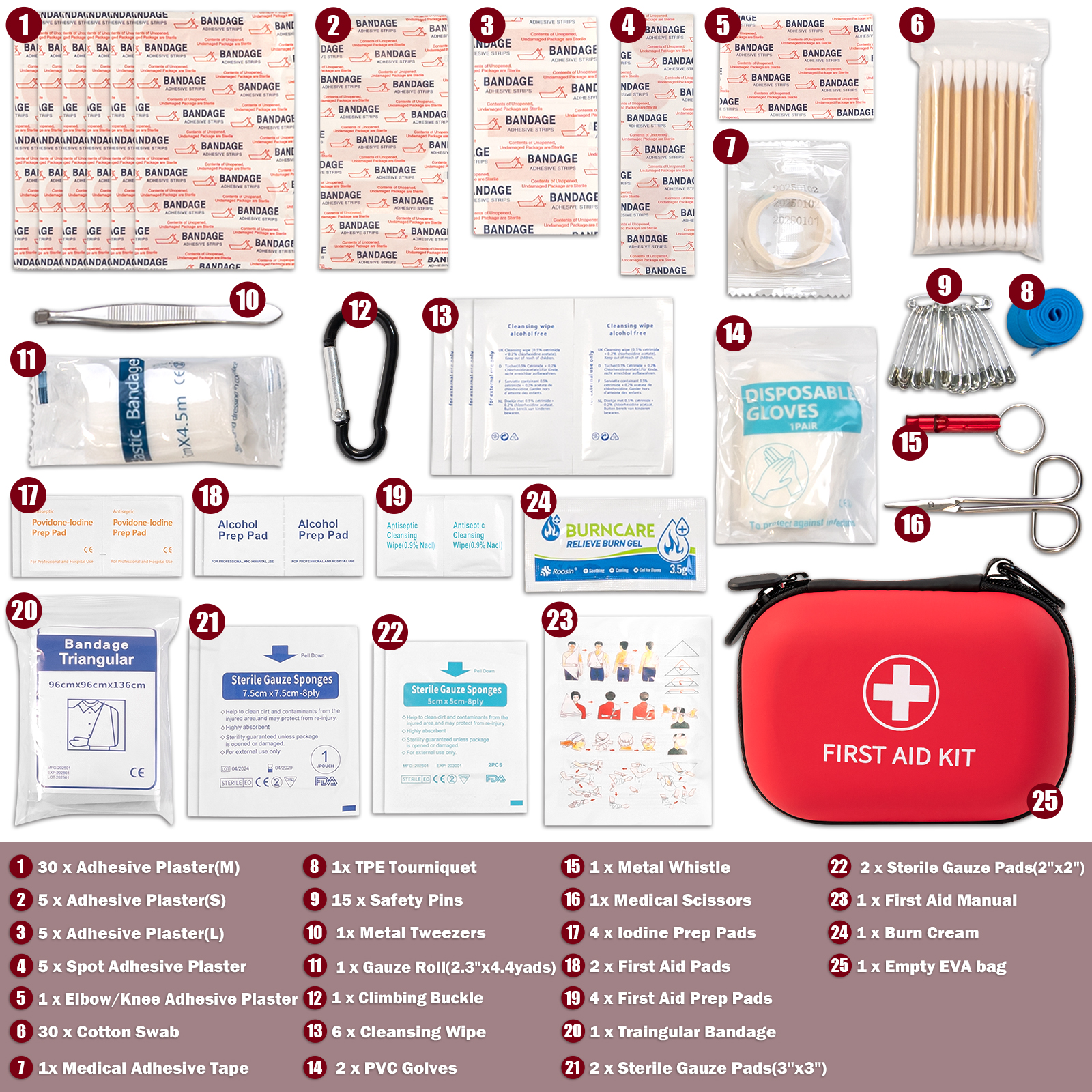 WEXLYN Mini First Aid Kit - 120 Piece Waterproof Hard Shell photo 2