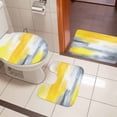 thumbnail image 4 of Yellow Gray Bath Mat 3 Piece Bathroom Rug Set, Contemporary Oil Painted Abstract Modern Non Slip Bath Rug Contour Mat and Toilet Lid Cover, Absorbent Shower Mats Soft Bath Rugs and Mats Sets, 4 of 8
