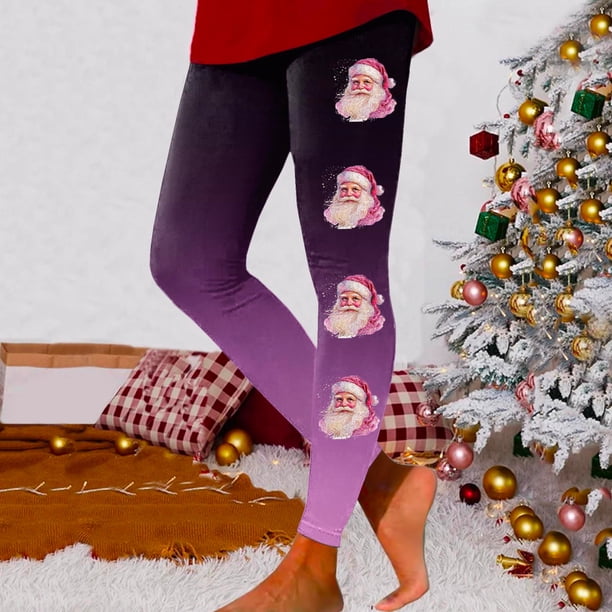 WILLBEST Leggings de Yoga de Cintura Alta para Mujer, Suaves, Elásticos, con Estampado Navideño, con Bloques de Color, Cómodos para Fitness Y Correr (2792) Extra Grande