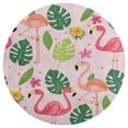 thumbnail image 3 of Flamingo Pattern Washable Round Rug -Circle Area Rugs for Nursery Bedroom, Vintage Non Slip Non Shedding Low Pile Carpet for Living Room Coffee Table Entryway, 3 of 6