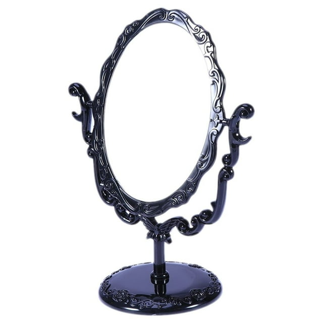 Tabletop Swivel Makeup Mirror Plastic Frame Embossed with Rose Vintage Dressing Mirror