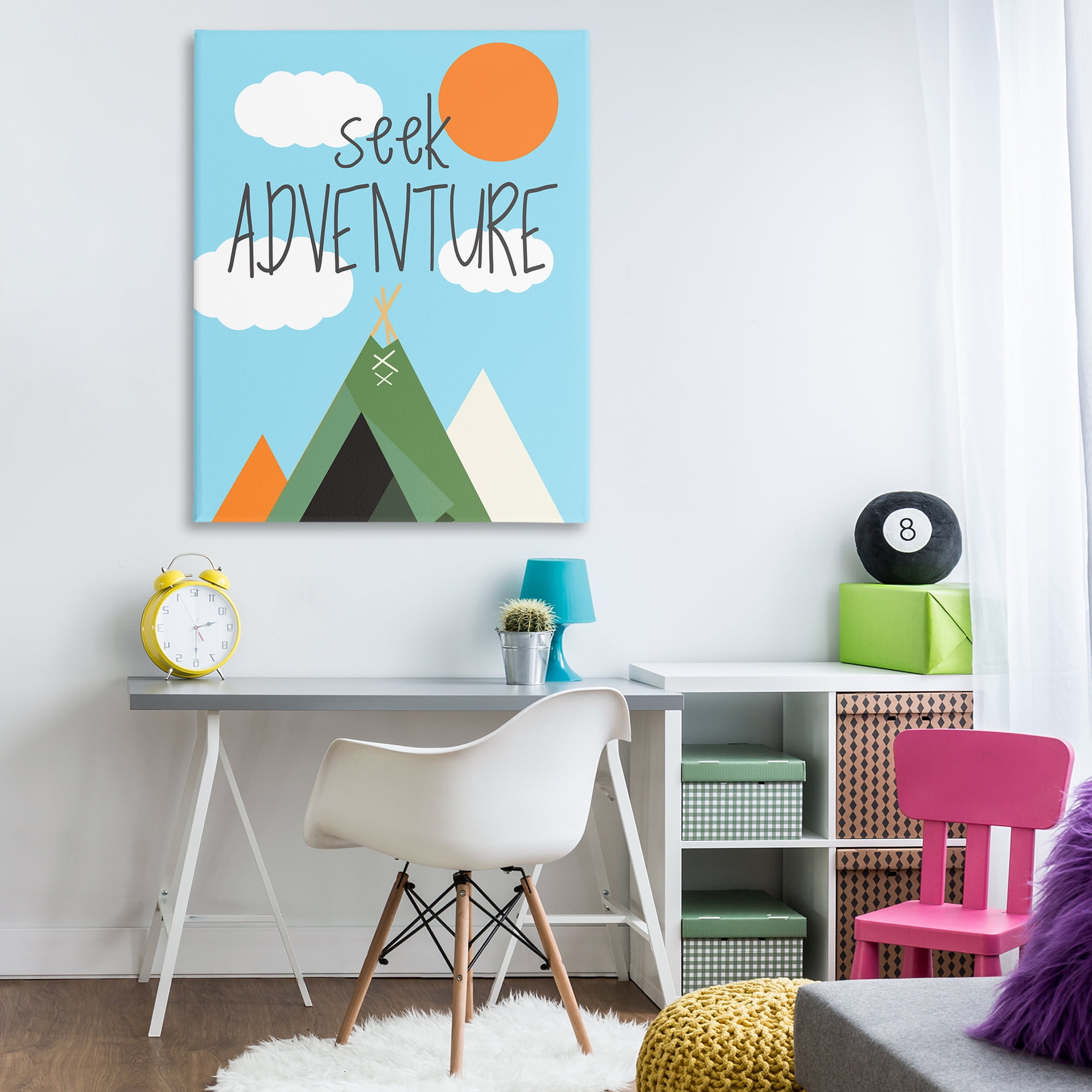Stupell Industries Seek Adventure with Tent Text & Numbers Painting Wrapped Canvas Art Print Wall Art, 36 x 48