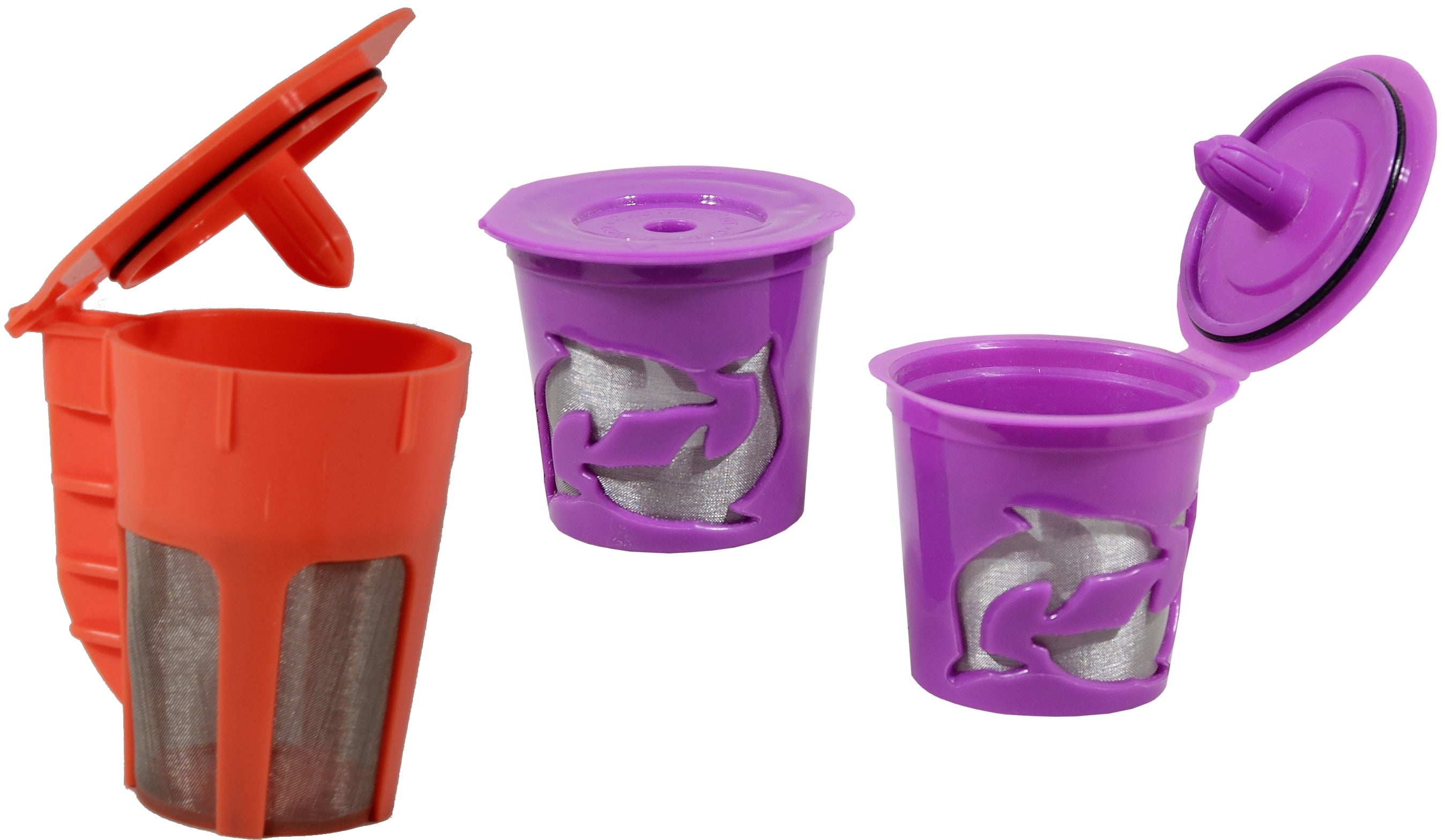 Keurig 2.0 Refillable Orange KCarafe and 2 Purple KCups Coffee Filter