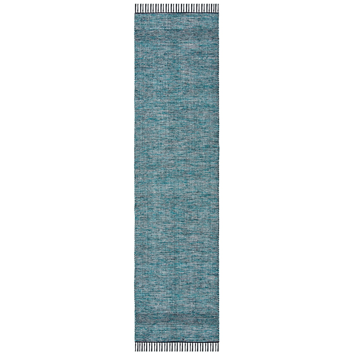 SAFAVIEH Montauk Kelsey Distressed Cotton Area Rug, Turquoise/Black, 4' x 6'