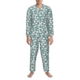 thumbnail image 3 of Daiia Floral for Men's Long-Sleeved Pajama Set – Soft & Comfortable Sleepwear Button-Up Pajamas Cozy Lounge Wear-X-Large, 3 of 7