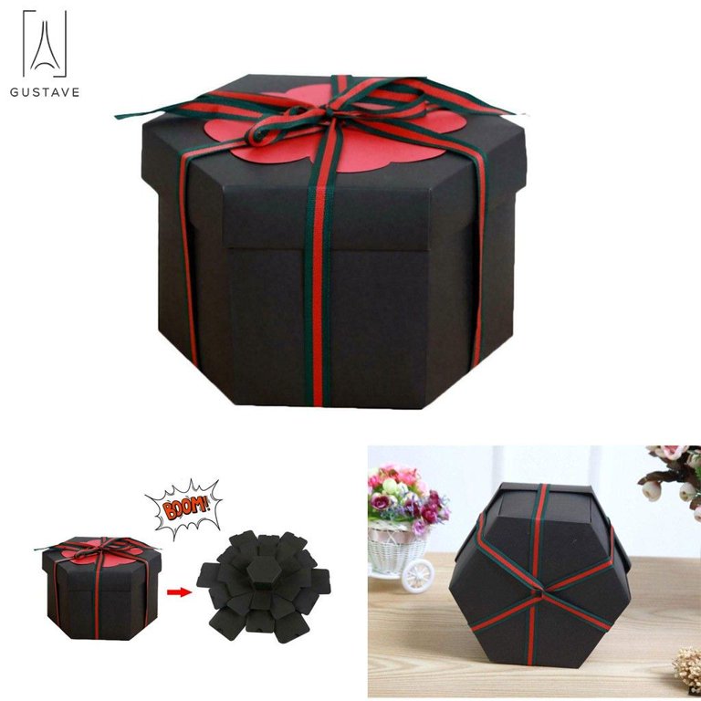 Explosion Box DIY Explosion Gift Box With 6 Faces Handmade Photo Box for  Birthday Gift Anniversary Valentine's Day(Black) - AliExpress