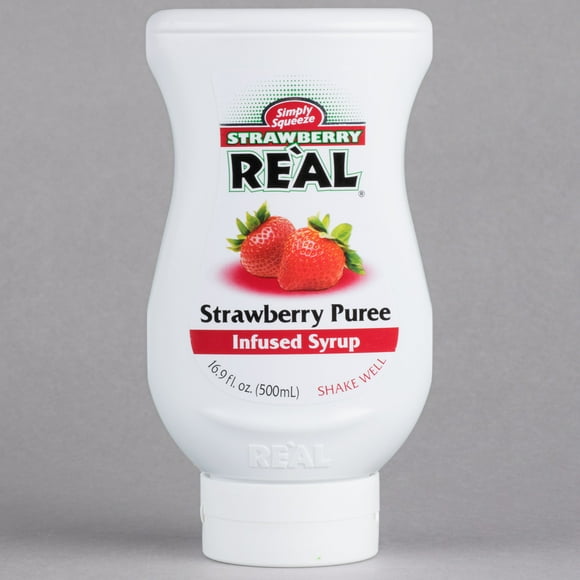 Real 16.9 fl. oz. Strawberry Puree Infused Syrup