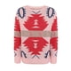 thumbnail image 2 of Suéter de Larga con Cuello Redondo para Mujer, Moda Otoño-Invierno, Jersey de Jacquard con Contraste de Colores, Suéter Navideño Rosa L, 2 of 5