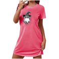 thumbnail image 3 of gljltg Women's Large Size Short Nightdress with Chest Print, Round Neck, Short Sleeves for Women, Girls, Moms, Wives, Daughters, Spring, Summer, Winter, Suitable for Sleeping, Casual Wear, 3 of 3