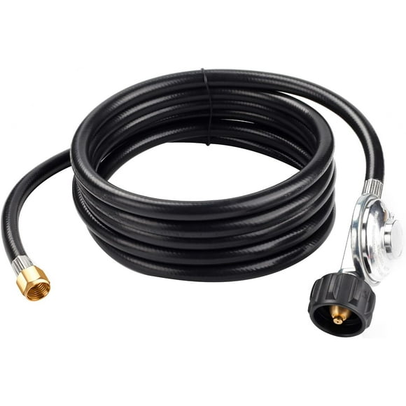 shiyou-12FT Universal Low Pressure Propane Regulator and Hose - Propane Hose with Regulator for Gas Grill, Patio Heater, Fire Pit and More - 3/8 Inch Female Flare