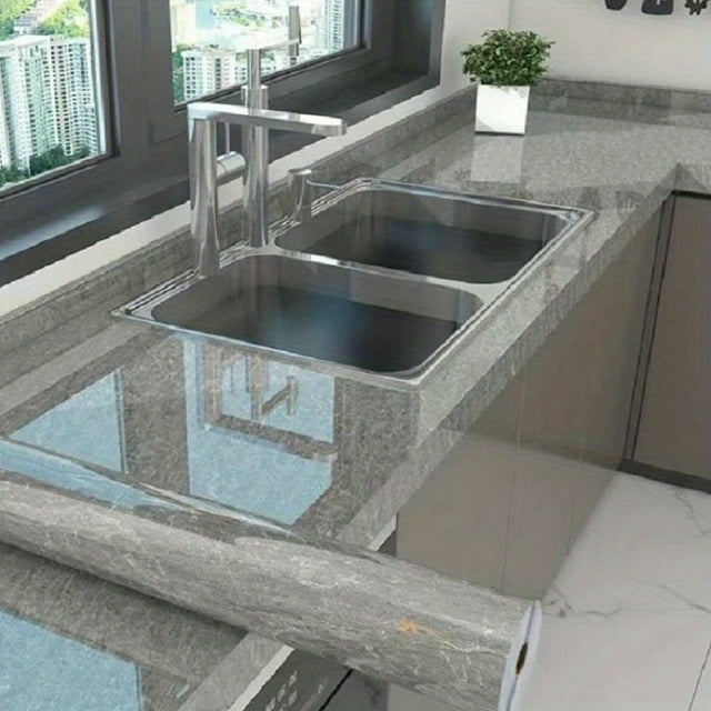 1pc Marble Wallpaper, Waterproof Oil-proof Heat Resistant Peel And Stick Contact Paper, Granite Countertop Paper, Kitchen Bathroom Backdrop Table Desk Wall Desk Appliance Furniture Sticker, Renovation