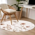 thumbnail image 4 of Round Area Rug 3.3 Ft, Brown Red Spring Floral Washable Non-Slip Circle Carpet for Living Room/Bedroom, Summer Flowers Botanical Elegant Low-Profile Small Kitchen Mats Collection Rugs for Indoor, 4 of 8