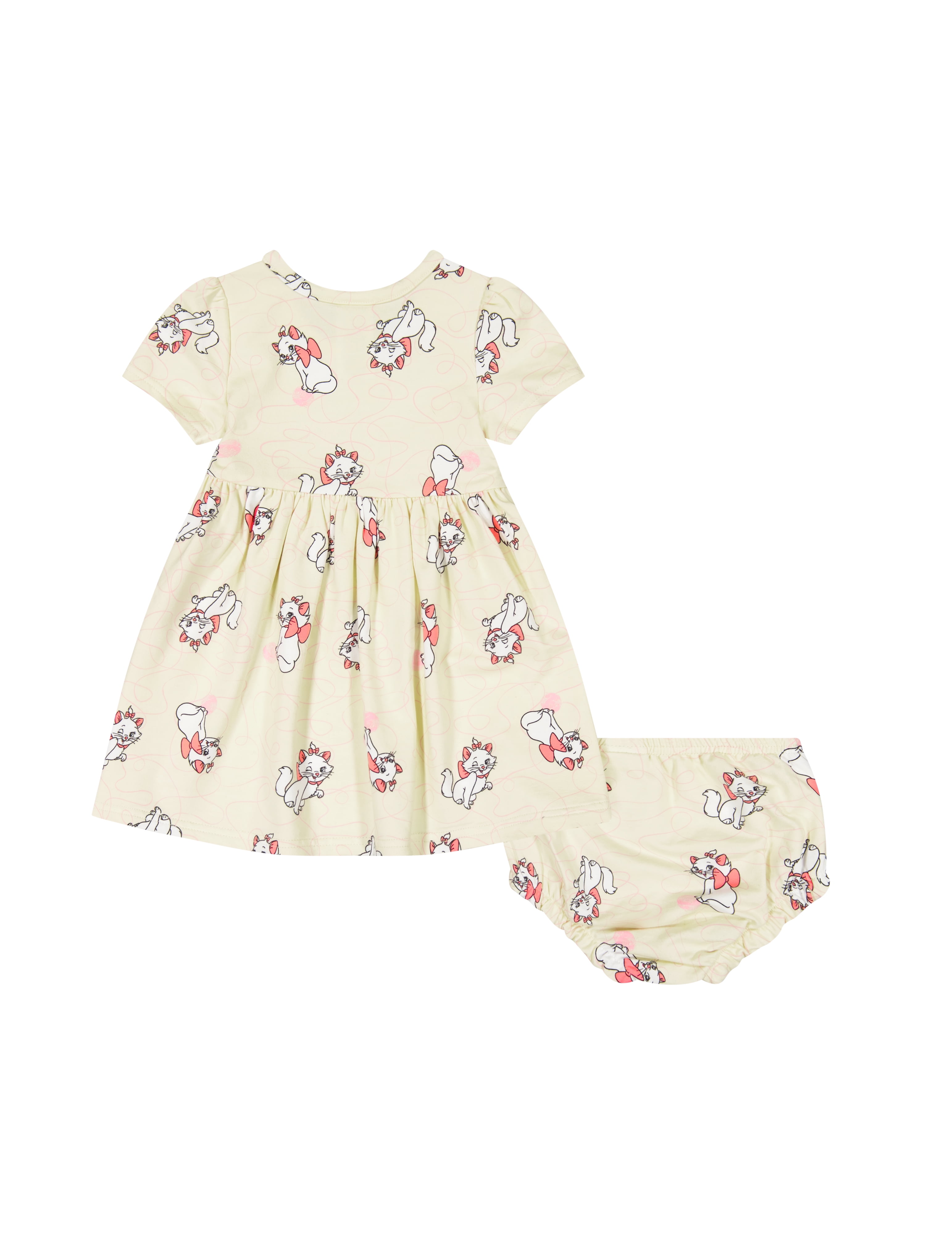 Marie Aristocats Baby Girl Viscose French Terry Dress and Panty Set, Sizes 0-24 Months