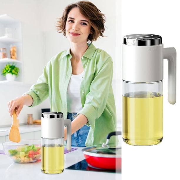 Botella Dispensadora De Aceite De Acero Inoxidable, Aceitera De Vidrio De 500 Ml Con Pico Antigoteo Y Tapa De Apertura Automática, Diseño a Prueba De Fugas Para Verter Fácilmente, Ideal Para
