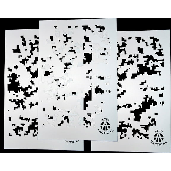 3 Pack! Vinyl Airbrush Camo Stencils 14" 10 Mil - Digital Camouflage