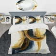 thumbnail image 2 of Designart "Swirling Blue and Gold Abstraction III" Modern Bedding Covert Set - Abstract Spirals Blue Abstract Bed Set With 2 Shams, 2 of 6