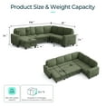 thumbnail image 3 of Linsy Home Plush Corduroy Sleeper Sofa Bed with Storage Seat, Pull Out Couch Bed with Multifunctional Storage Ottoman, 7 Seat Sectional Couches for Living Room, Apartment, Green, 3 of 11