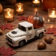 thumbnail image 4 of Halloween Vintage Farmhouse Pumpkin Truck Decor, 5.7 Inch Mini Harvest Metal Farm Truck with Pumpkin, Fall Thanksgiving Halloween Tiered Tray Display & Home Decor (Beige), 4 of 5