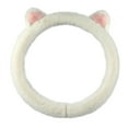 thumbnail image 5 of Cat Shape Plush Steering Wheel Cover White Accessories Easily Install Soft Comfortable for Women Girls Breathable Sturdy 38cm, 5 of 8