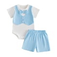 thumbnail image 4 of Gubotare Summer Baby Boy Clothes Newborn Baby Boys Summer Outfits Casual Clothing Sets Short Sleeves Letter Print Romper Top Print Shorts Sets 2pcs 0 3 6 9 12 18 24 Months (Blue,12-18 Months), 4 of 4