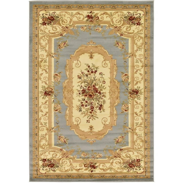 Unique Loom Versailles Medallion Motif Rug 6' x 9' Rectangle Slate Blue/Ivory