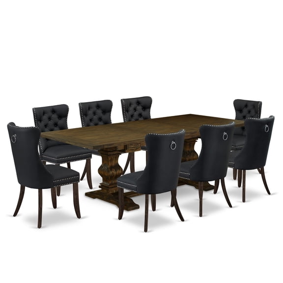 East West Furniture 9 Piece Kitchen Table Set