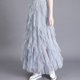 thumbnail image 3 of Falda midi de tul con cintura elástica de hadas y una línea delgada para mujer XBTCLXEBCO Gris azul, Única, 3 of 6