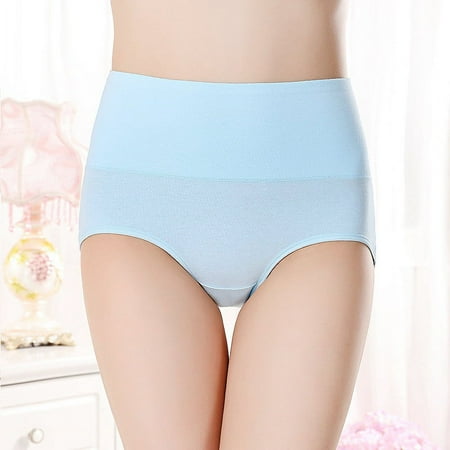Hamky Womens Underwear Cotton Underwear Women High Waist Tummy Control Panties Underwear Shapewear Brief Panties High Waisted Underwear Hipster Panties Blue M