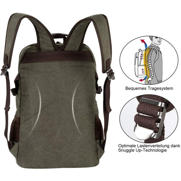 Backpack Men s Canvas 18 Inch Laptop Backpack 35L School Backpack Boys Youth Daily Business Work Backpack Military Green Walmart