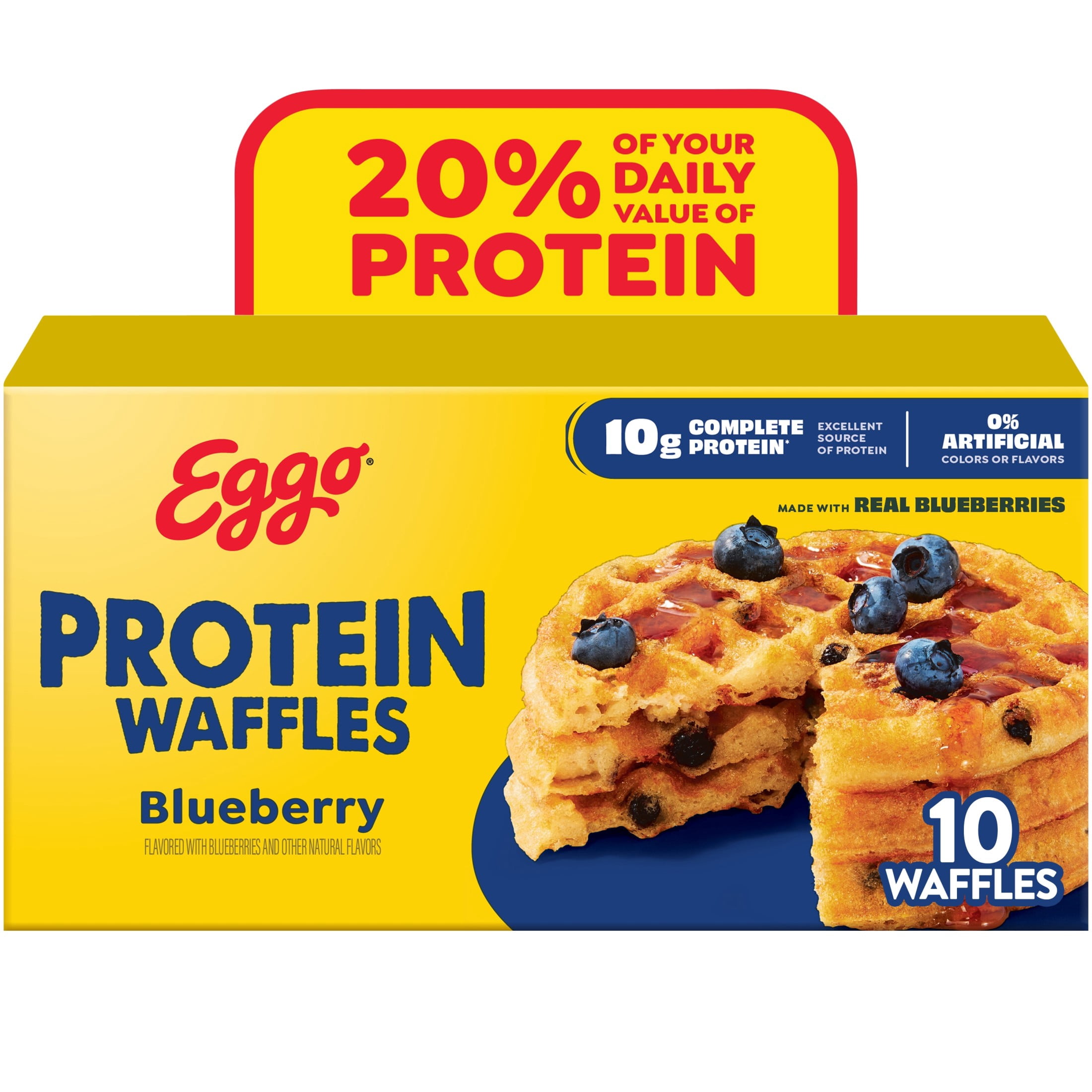 Eggo Protein Blueberry Waffles, Frozen Breakfast, 12.3 oz, 10 Count