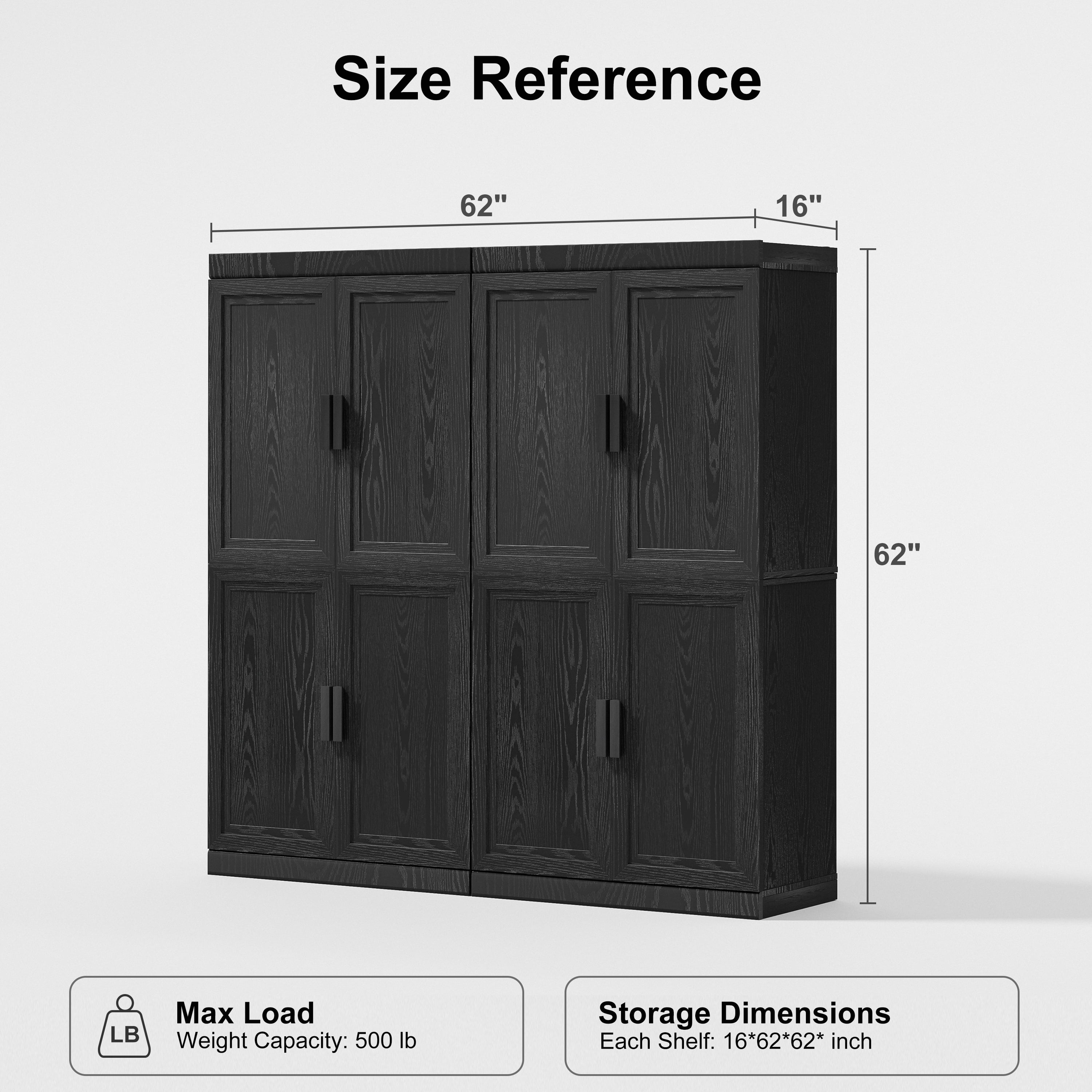 MAYEERTY 31"x31"x16" Storage Cabinet Wood Accent Cabinet for Living Room,Black