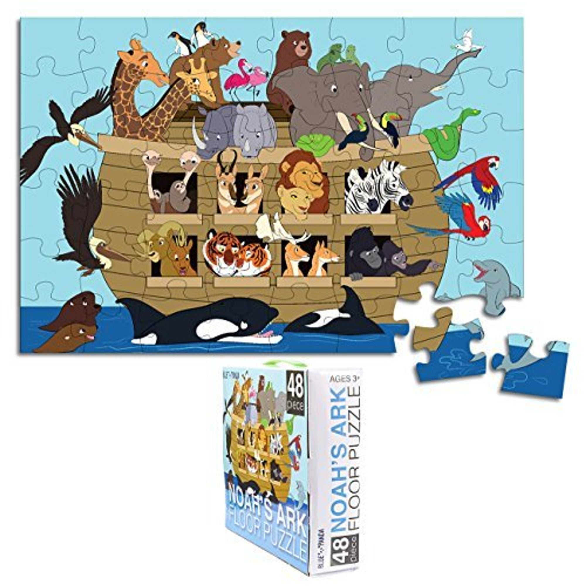 48-Piece Jumbo Floor Puzzles for Kids Age 3-6, Noah's Ark Animal Giant