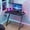 Blue, variant on XF XINFENG 47 inch T-Shaped Gaming Desk with Headphone Hook, Sturdy Steel Frame, Adjustable Feet, Carbon Fiber Texture, Waterproof & Scratch-Resistant Surface, for Gaming and Home Office, Red