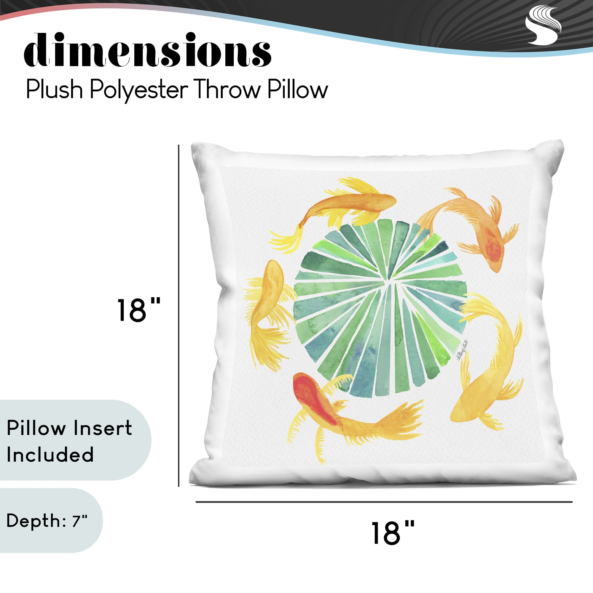 Stupell Industries Lotus Garden Orbital Fish Decorative Printed Throw Pillow, design by Hillary Holt, 18 x 7 x 18