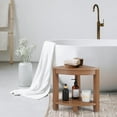 thumbnail image 5 of Apolimi Taburete De Ducha Esquinero De Hdpe, Asiento De Banco De Ducha Con Estante De Almacenamiento Para Patas De Afeitado, Reposapiés De Plástico Para Baño De Spa, Lugar Pequeño (Teca), 5 of 5