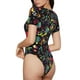 thumbnail image 2 of Balery Colorful Geometric Figures Body de cuello redondo de manga corta para mujer Tops de manga corta Tops básicos-Large, 2 of 7