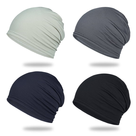 GIRACOA 4 Pack Cooling Skull Caps for Men & Women, Breathable Mesh Helmet Liner & Sweat Wicking Beanie Running Caps for Cycling Gym & Outdoor Sports