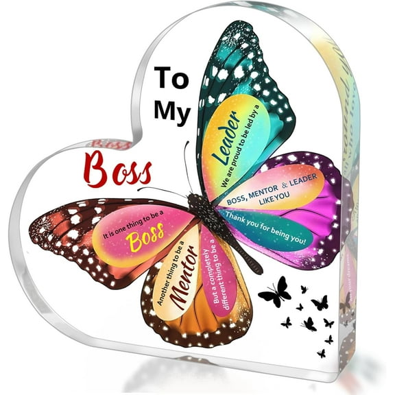 Gifts for Boss Women Men, Acrylic Heart Sign Office Keepsake Presents, Birthday Boos Day Christmas Farewell Leaving Going Away Retirement Thank You Appreciation Boss Gifts for Him Men 4x4 inch