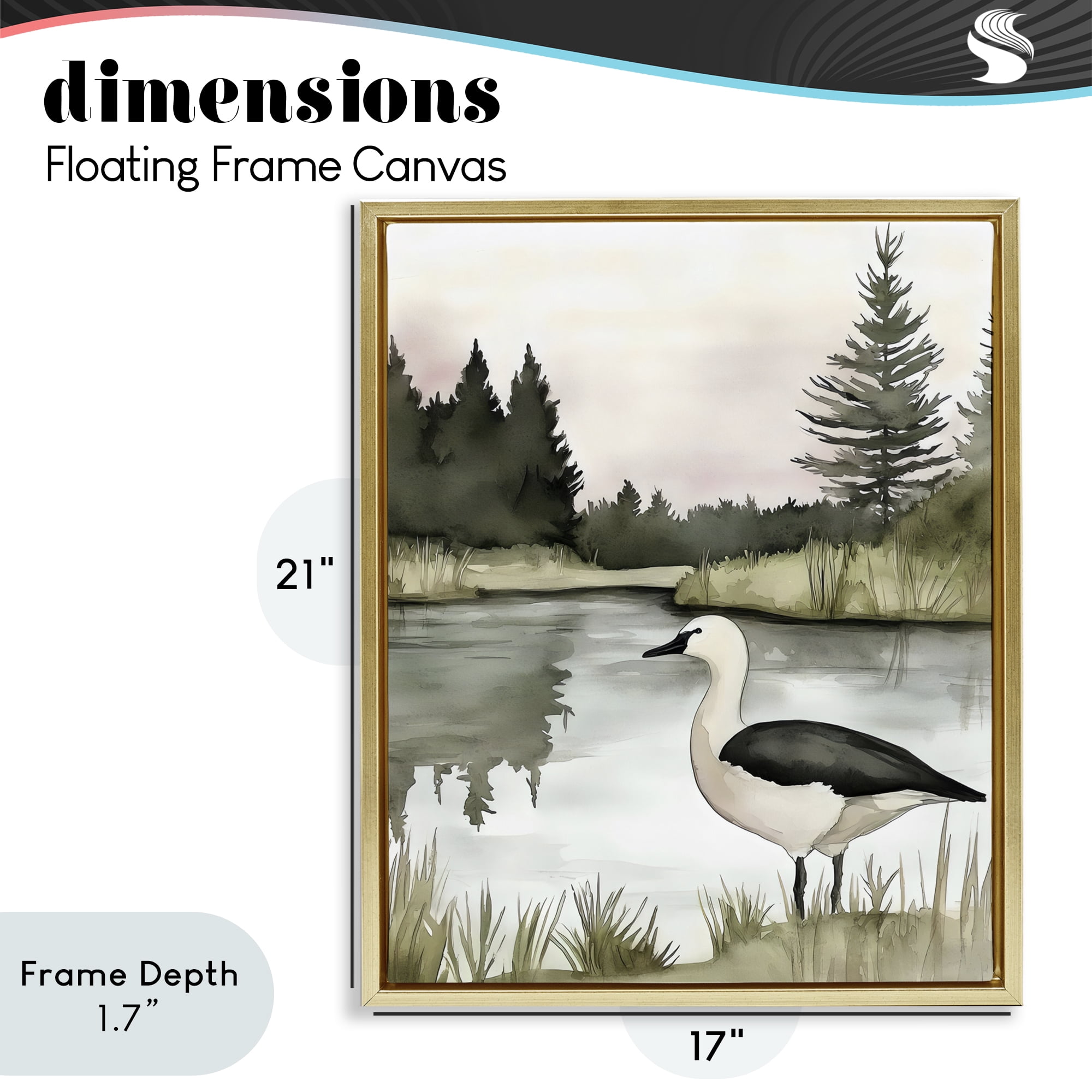 Stupell Industries Springtime Serenity Duck Gold Framed Floater Canvas Wall Art, design by Riley B