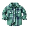 thumbnail image 2 of Boys Casual Long Sleeve Plaid Button Down Shirt for Children (2-14 Years) Green 80, 2 of 3