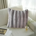 thumbnail image 4 of PONPRNGY 1Pc Faux Fur Plush Decorative Throw Pillow Covers 17x17 Inch, Luxury Striped Cushion Cases Soft Fluffy Accent Pillowcases for Sofa, Couch and Bed, 4 of 6