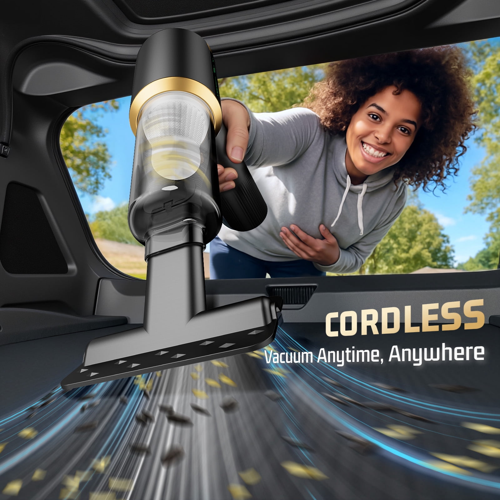 Skdwakiz Car Handheld Vacuum Cleaner, 16000Pa Portable 3 in 1 Cordless Compressed Air Duster & Air Blower & Pump Mini Dust Vacuum with 6000mAh Battery, Multi-Nozzles for Car Home Office