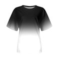 thumbnail image 5 of Short Sleeve Gradient Color Print Blouses for Women Lightweight Round Neck T-Shirts Fashion Casual Summer Tops, 5 of 5