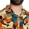 thumbnail image 5 of Basketball Men's Short Sleeve Casual Printed Button Down Beach Shirts, 5 of 6