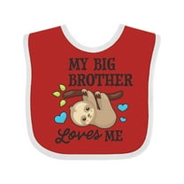 Inktastic My Big Brother Loves Me with Sloth and Hearts Boys or Girls Baby Bib