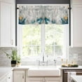 thumbnail image 3 of Gray Teal Kitchen Curtains, Modern Abstract Art 3-Piece Kitchen Curtain Valance and Tiers Set 36 Inch Length, Retro Flow Marble Rod Pocket Half Window Curtains for Cafe Living Room Bathroom, 3 of 7