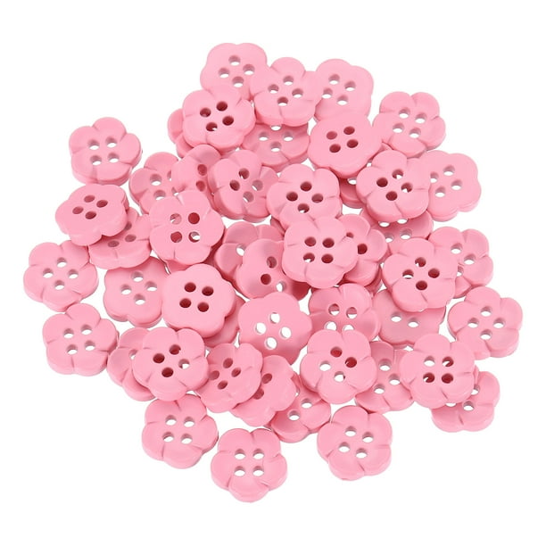 Uxcell 50 piezas de botones de flores 7/16" botones decorativos de resina para costura, botones en forma de flor para manualidades, color rosa