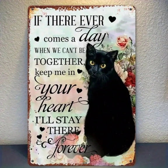 HELLOYOUNG Black Cat Inspirational Quote Metal Tin Sign Rustic Iron Wall Art Funny Farmhouse Home Garden Decor Hanging Plaque