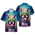thumbnail image 3 of Hippie Boston Terrier Portrait oil painting Watercolor Tie-dye Vintage Hawaiian Shirt Breathable Summer Unisex Merch Gentleman Dog Lover Gifts - 00015, 3 of 6